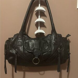 Free People Black Leather Shoulder Bag